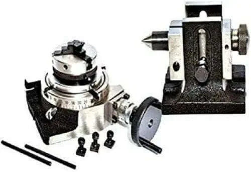 Rotary Table 4/100mm With 65mm Mini Scroll Lathe Chuck Single Bolt Tailstock - StellerGear