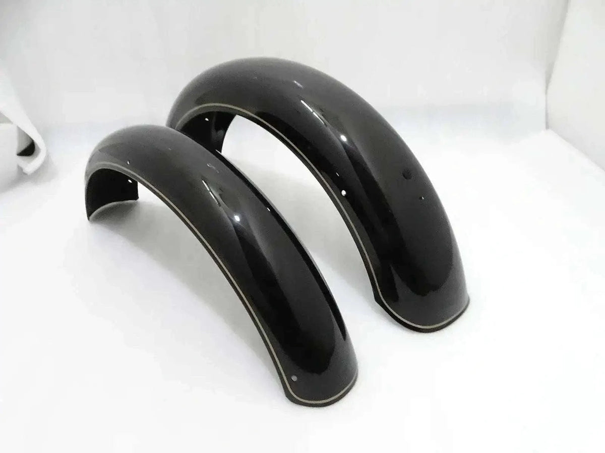ROYAL ENFIELD BLACK PAINTED FRONT & REAR MUDGUARDS 500CC ( GOLDEN LINING) - StellerGear