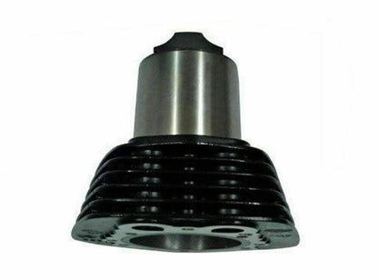 Cylinder barrel and piston assembly, dark metal with black cooling fins