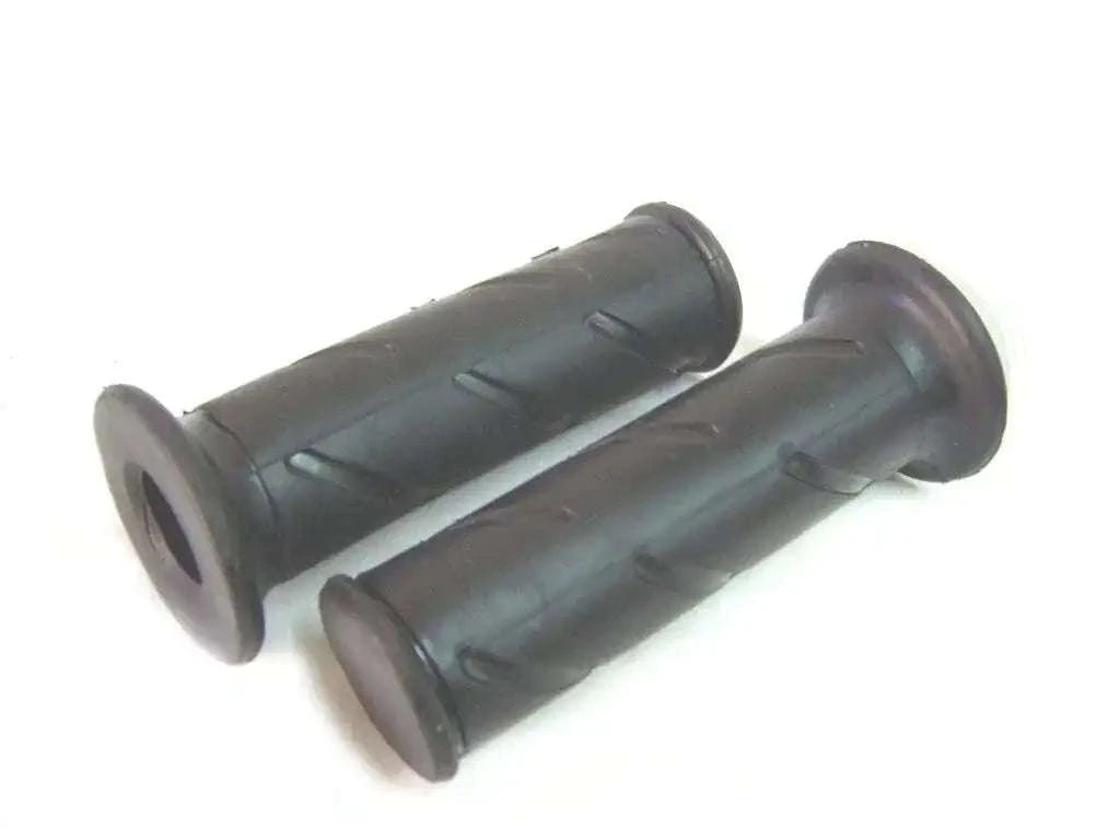 Royal Enfield throttle control handlebar grips set, black rubber with ridged ends