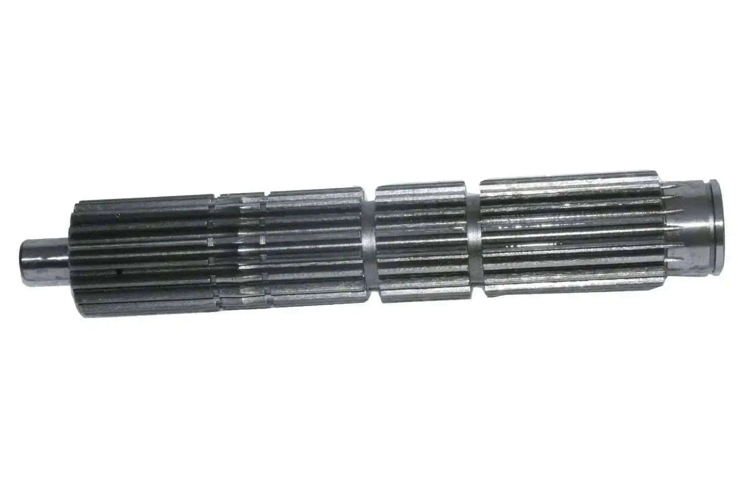 Transmission shaft with 18-spline coupler and metal end, dark ridged sections