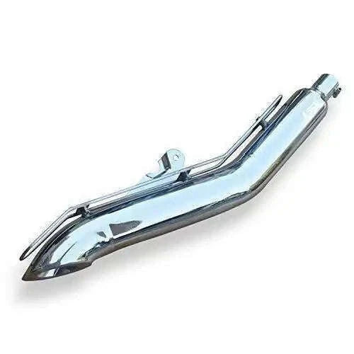 Chrome exhaust silencer with curved end and round outlet tip