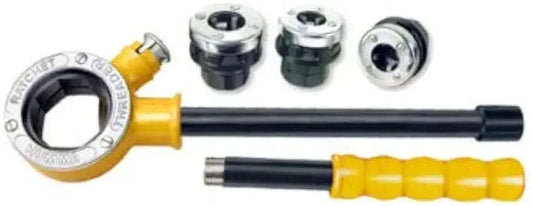 Spare collet and chaser tool set with yellow handle and metal collets