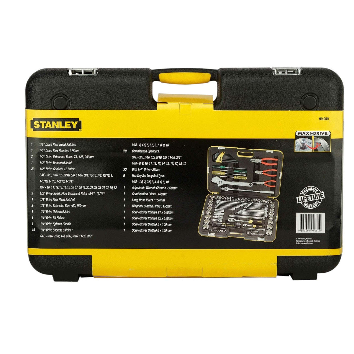 STANLEY 99-059 Metric Tool Kit for Automotive Use (132-Pieces),Multicolour, 24 x 9 Centimeter StellerGear