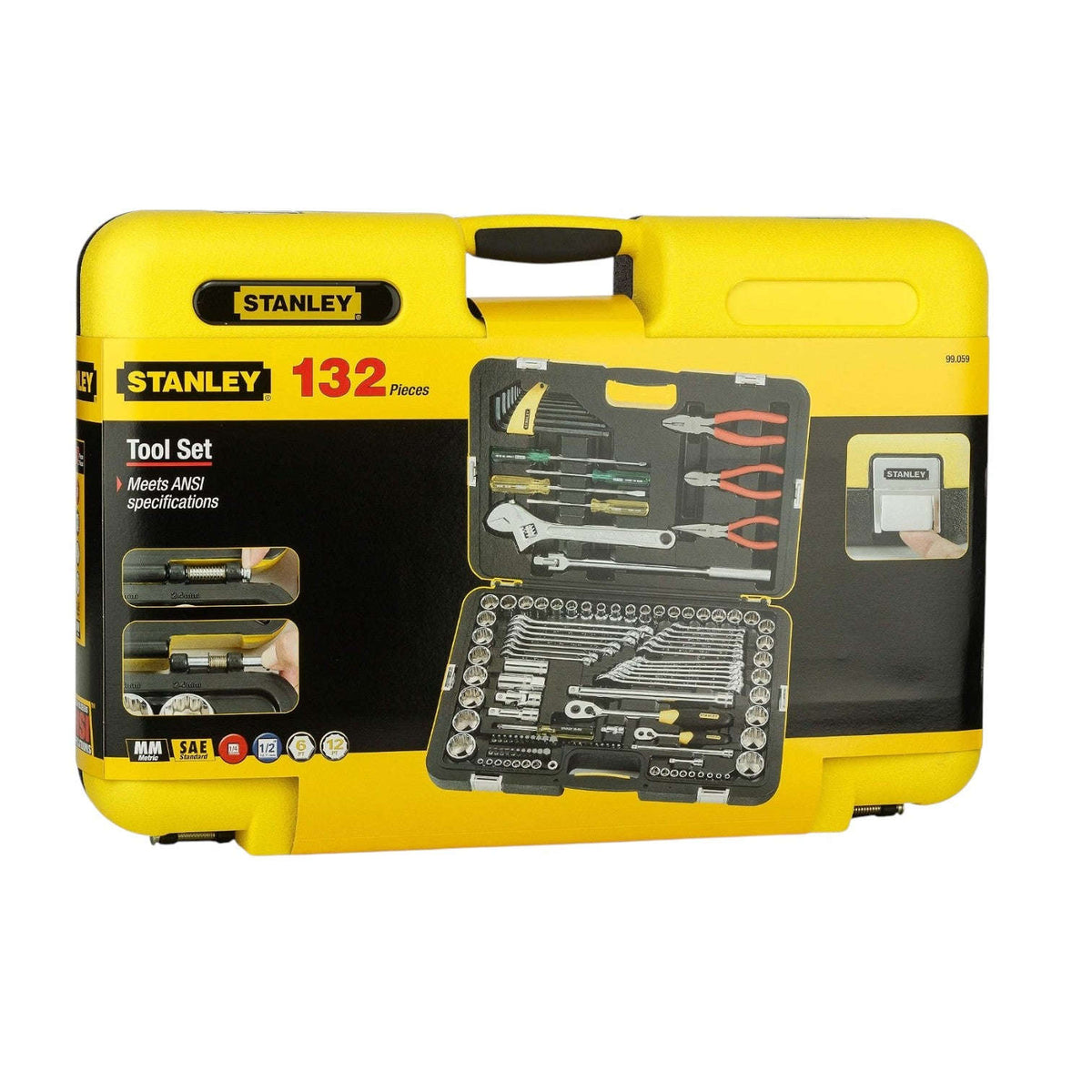STANLEY 99-059 Metric Tool Kit for Automotive Use (132-Pieces),Multicolour, 24 x 9 Centimeter StellerGear