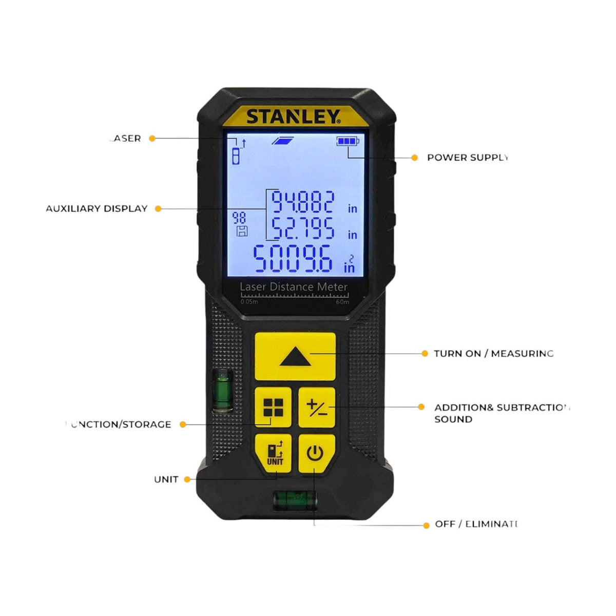 STANLEY STHT77802-A Professional Black Laser Distance Meter - 60 M, ±2.0mm Accuracy StellerGear