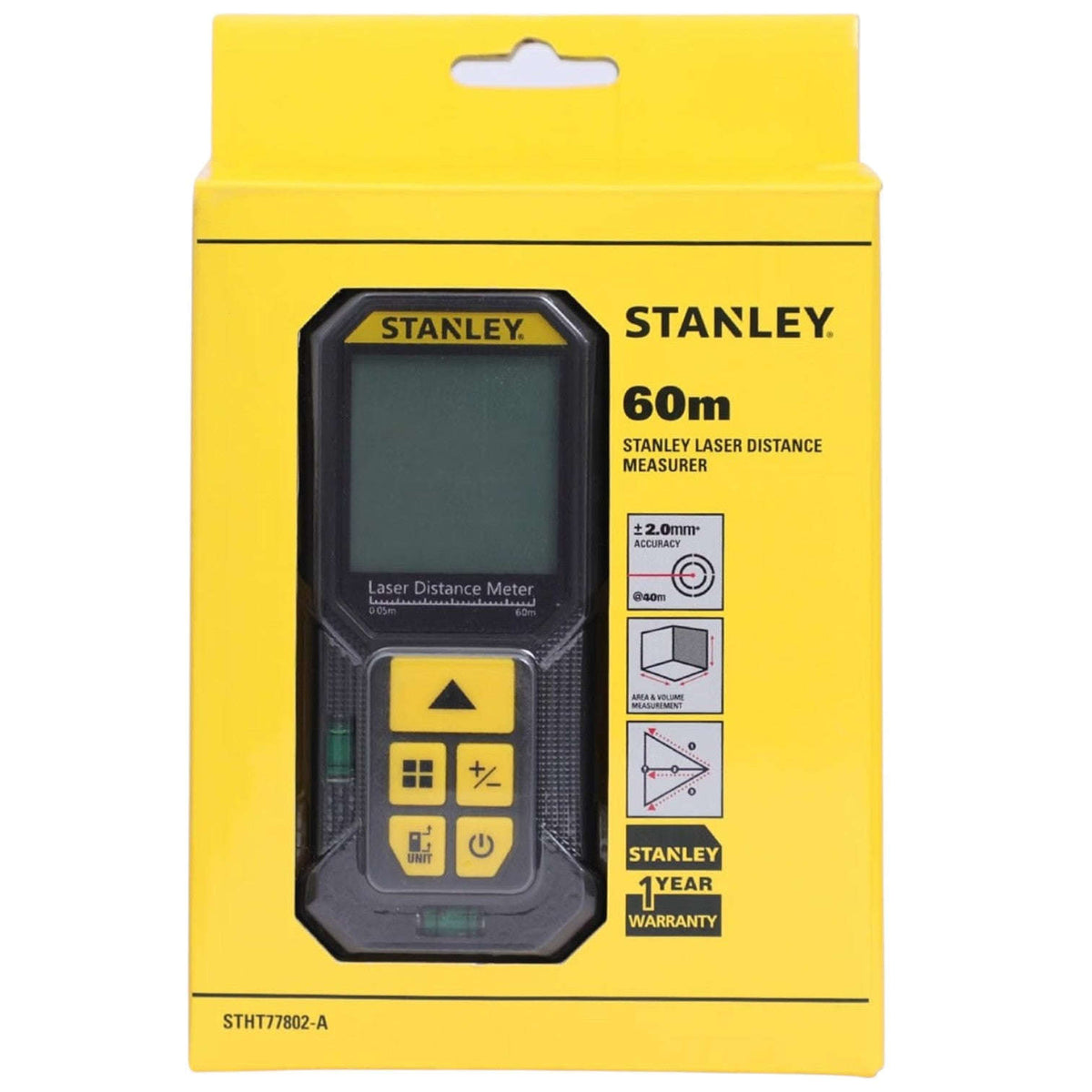 STANLEY STHT77802-A Professional Black Laser Distance Meter - 60 M, ±2.0mm Accuracy StellerGear