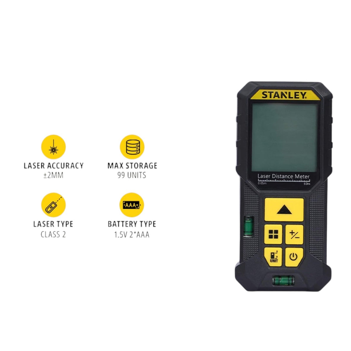 STANLEY STHT77802-A Professional Black Laser Distance Meter - 60 M, ±2.0mm Accuracy StellerGear