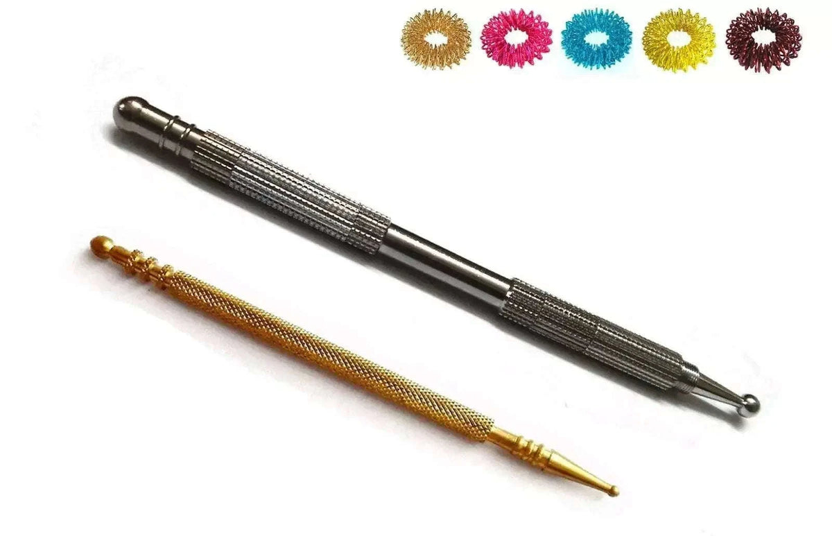 Sujok Acupressure Metal Probe Slim 5 in 1 Jimmys 2 TypesFree 5 Rings - StellerGear