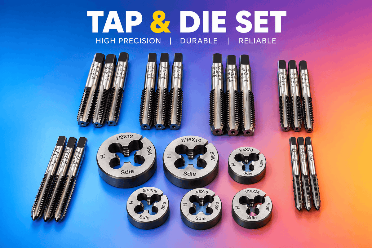 Tap and Die Set BSW Left Hand Thread 3/16,1/4, 5/16,3/8,7/16,1/2 English Thread StellerGear