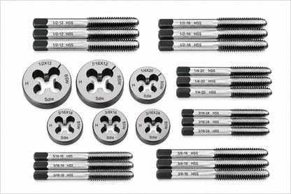 Tap and Die Set BSW Left Hand Thread 3/16,1/4, 5/16,3/8,7/16,1/2 English Thread StellerGear