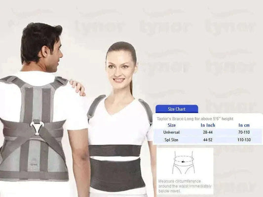 Waist back brace with gray fabric and black supportive straps
