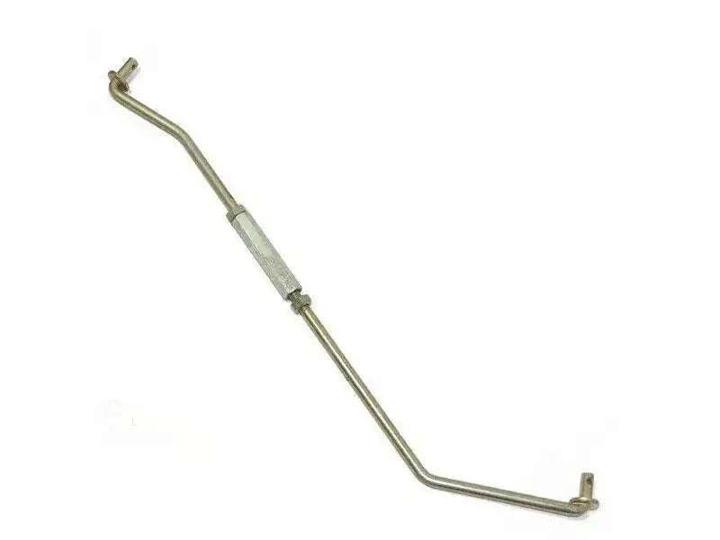 Metal throttle accelerator control rod with bent ends and threaded fittings