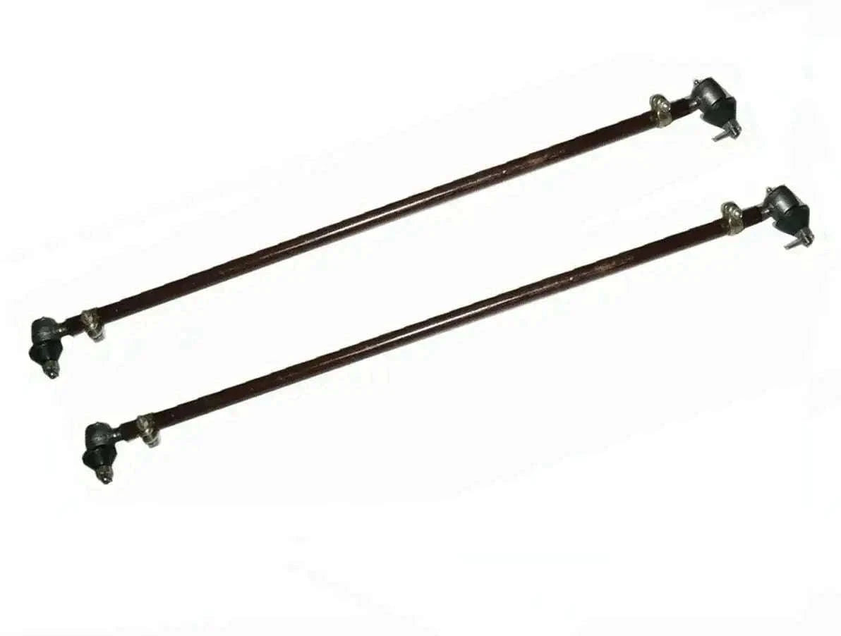 Tie track rod end set with two dark metal rods and joint ends