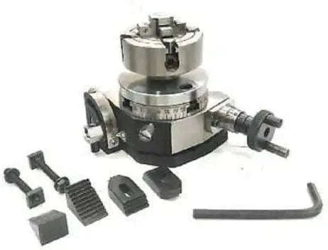 Tilting Rotary Table 4/100mm with 70mm Independent Chuck M6 Clamping Kit by StellerGear