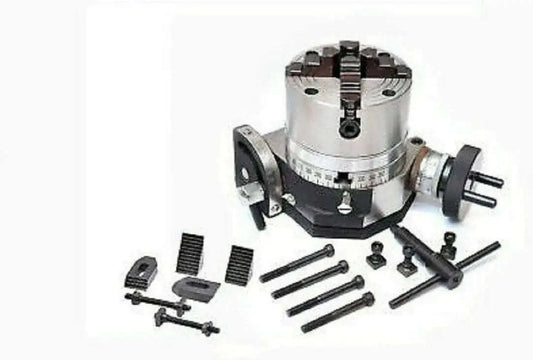 Tilting Rotary Table 4/100mm with 50mm Chuck, Tailstock M6 Clamping Kit Set - StellerGear