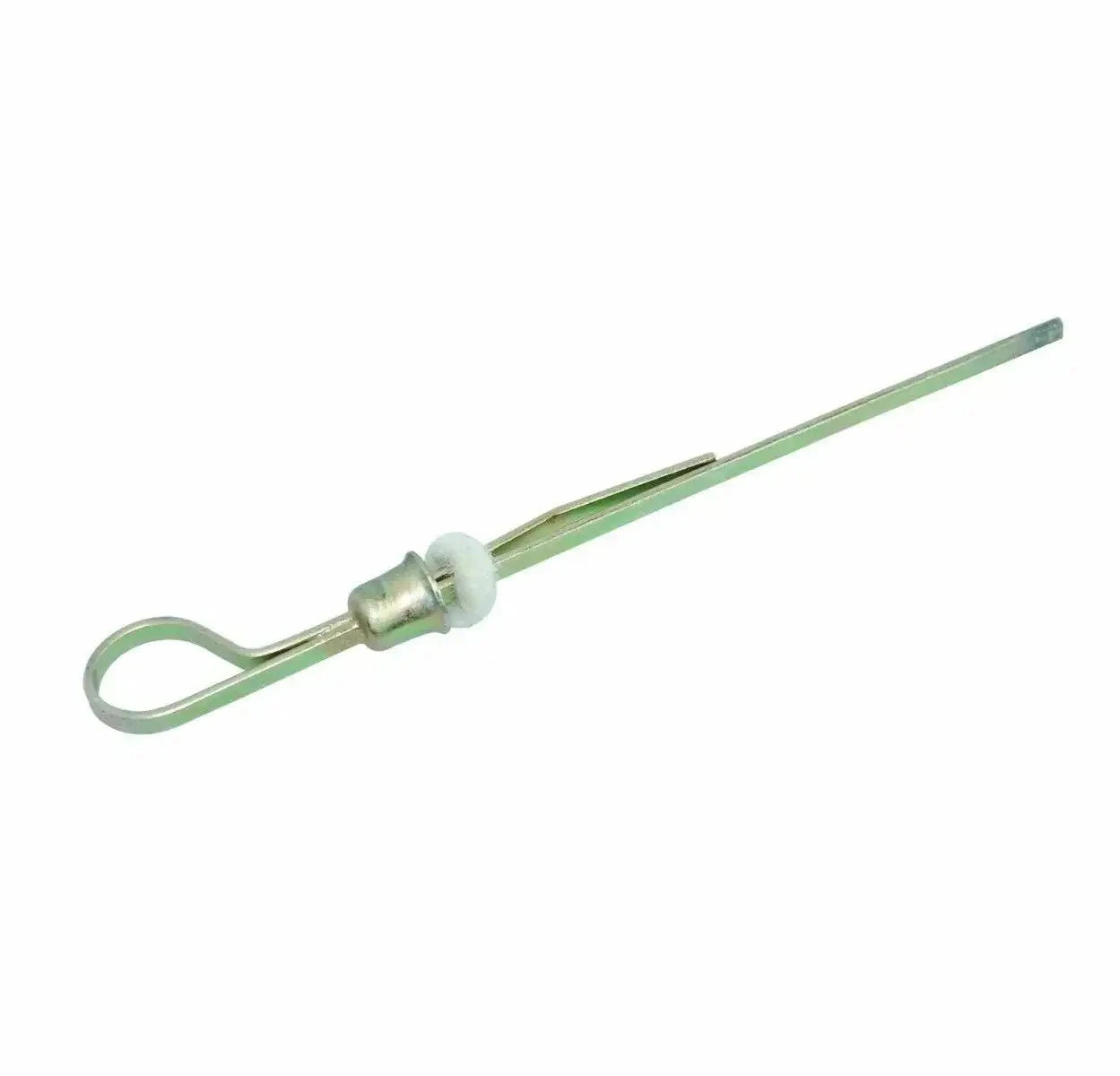 Transmission dip stick tool with metal loop handle and green rod