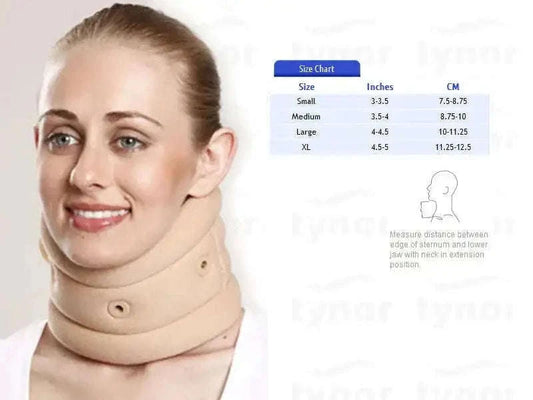 Tynor cervical collar soft support (large), beige fabric with front fasteners