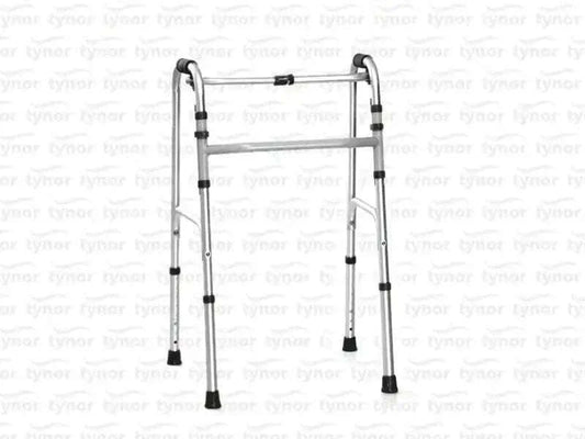 Tynor universal walker with metal frame, adjustable height, and rubber tips