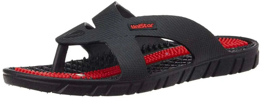 Unistar GH-03 unisex acupressure slippers in size 10, stylish black for foot comfort and wellness