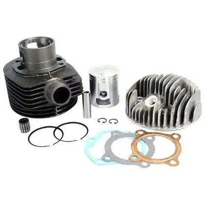 Cylinder piston head kit with cylinder block, piston, finned head, rings and seals