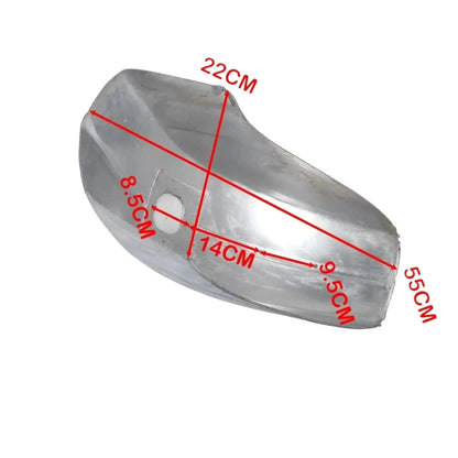 Front mudguard chrome-plated metal; size marks show 22cm x 14cm x 8.5cm.