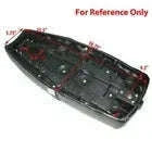 Motorcycle seat saddle base underside in dark color with screw holes and raised details