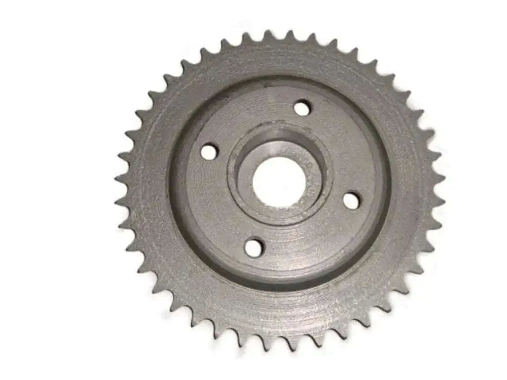 Vintage rear sprocket with 42 teeth and four bolt holes, gray metal