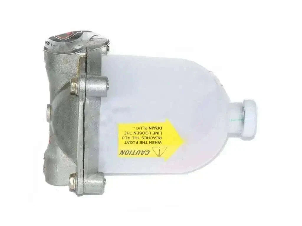 Water separator assembly with metal mounting bracket and white plastic housing