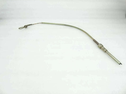 Engine oil dipstick gauge tube with loop handle and connector