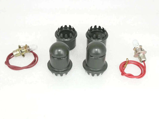 Dashboard map reading light pair with bulbs and red wiring leads