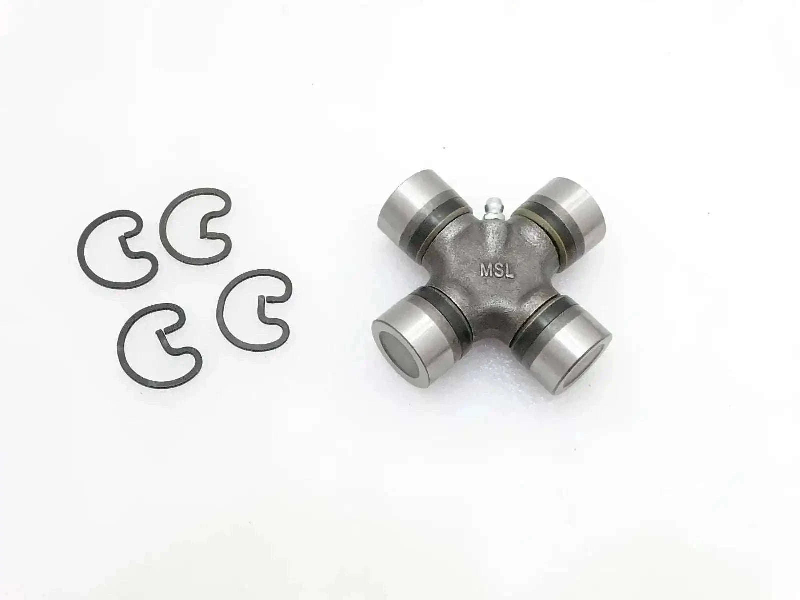 Universal drive shaft U-joint cross with four C clips, metal cross and bearing caps
