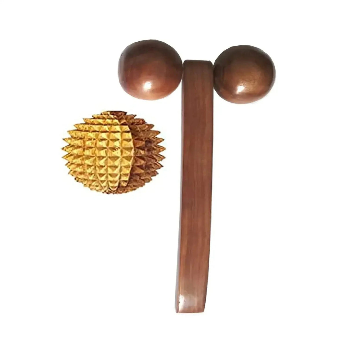 Wood Roller Acupressure Massager for hands with a ball tool