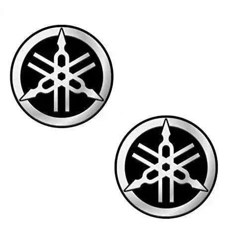 Yamaha fuel tank sticker decals, round black and silver emblem starburst design
